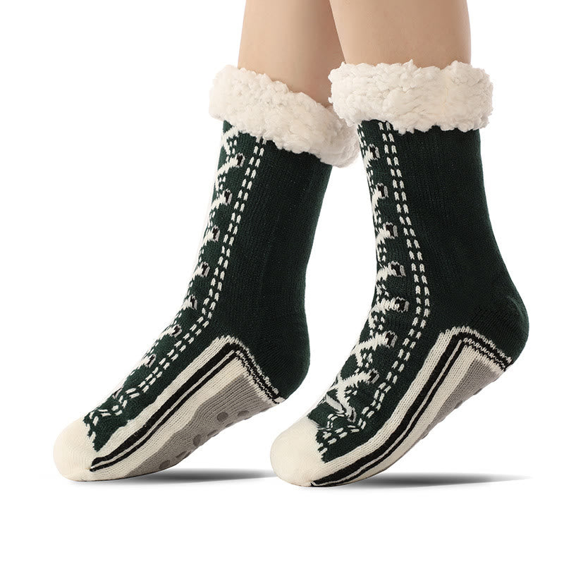 3D Laces Slipper Socks - Black - EU37-40(US4-7) - image 1