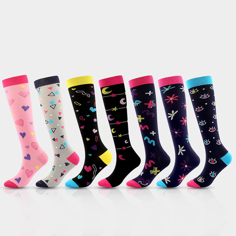 Cute Fashion Sports Compression Socks(7 Pairs)