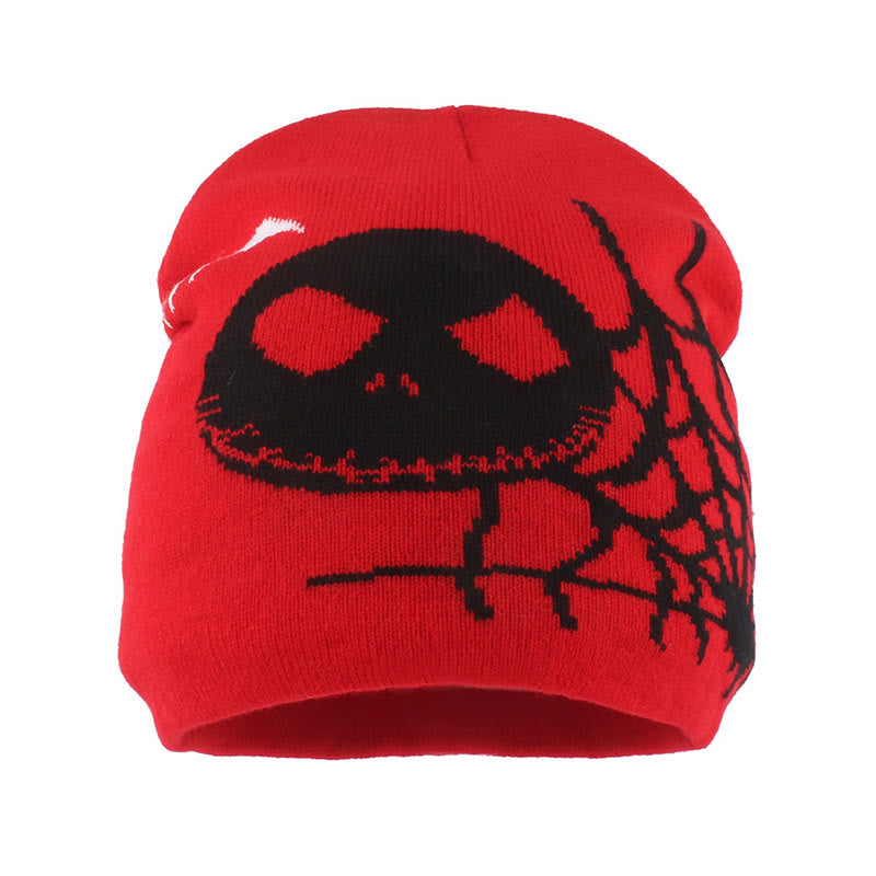 Plus Size Ghost Face Spider Web Beanie - Red - One Size - image 4