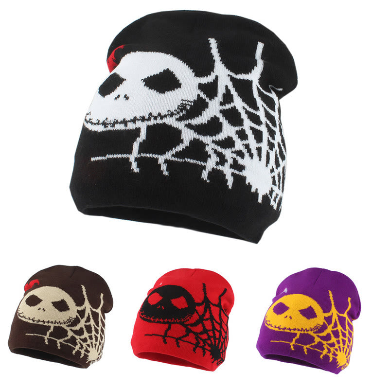 Plus Size Ghost Face Spider Web Beanie - image 1