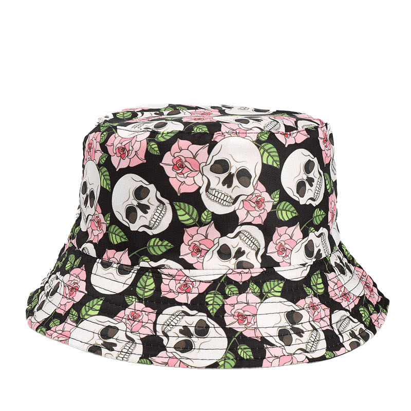 Plus Size Skull Series Bucket Hat - Flower Skull - One Size - image 0