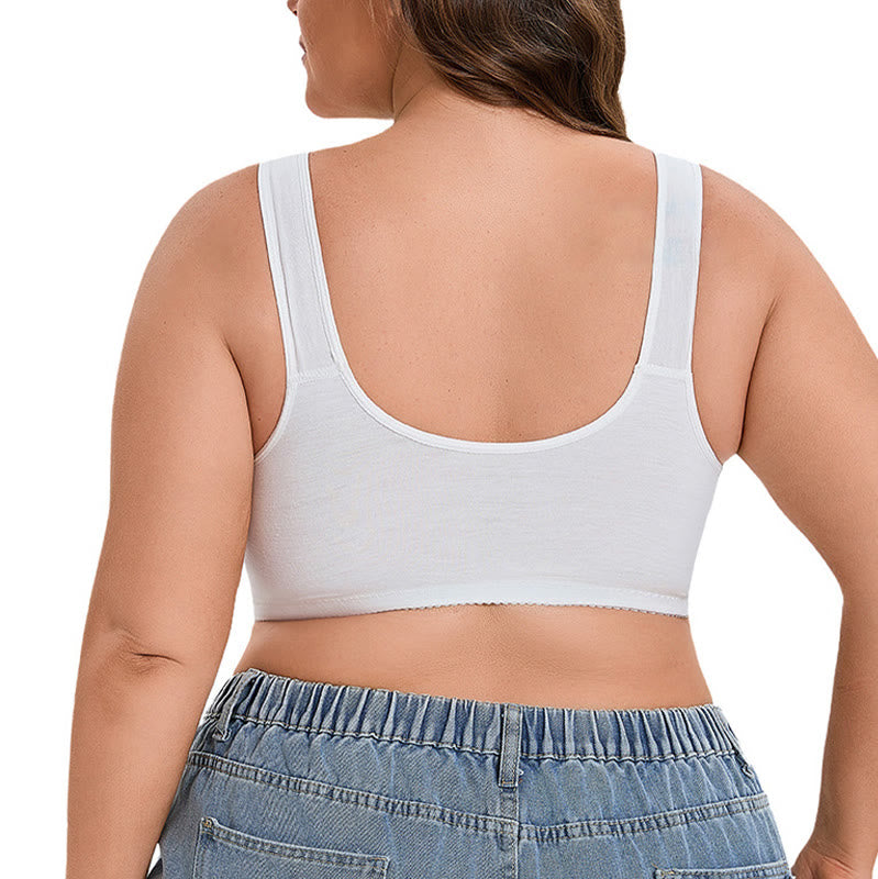 Plus Size Lace Vest Style Wireless Bra