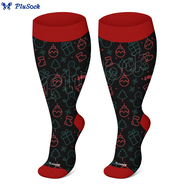 Plus Size Bell Gingerbread Man Compression Socks(3 Pairs) - image 8