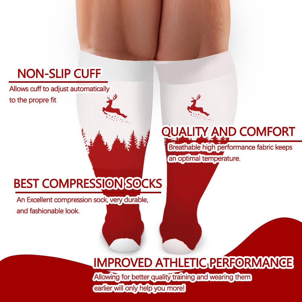 Plus Size Elk Compression Socks(3 Pairs)
