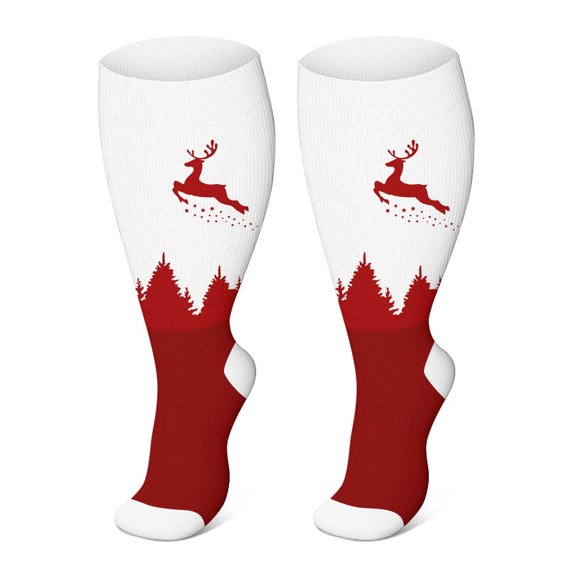 Plus Size Elk Compression Socks(3 Pairs)