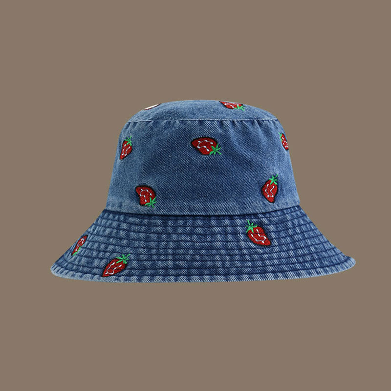 Plus Size Strawberry Bucket Hat - Dark Blue - One Size - image 6