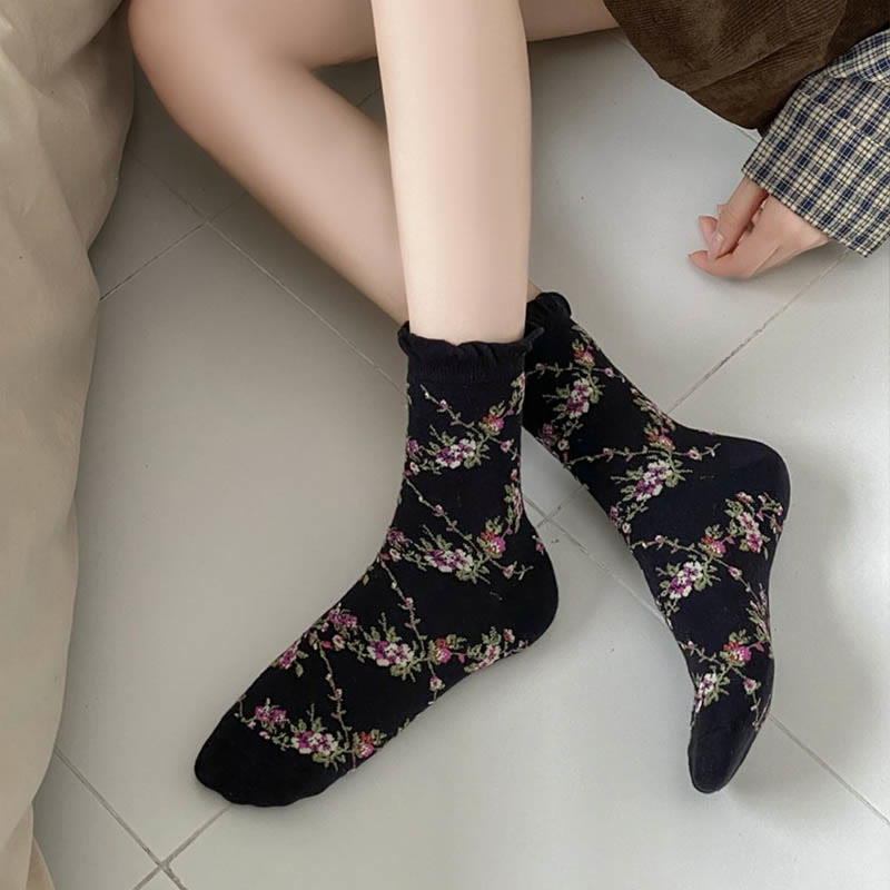 Sweet Small Florals Quarter Socks(5 Pairs) - image 5