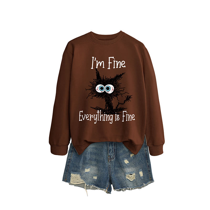 Plus Size Black Cat Sweatshirt - Coffee - 2XL - image 6