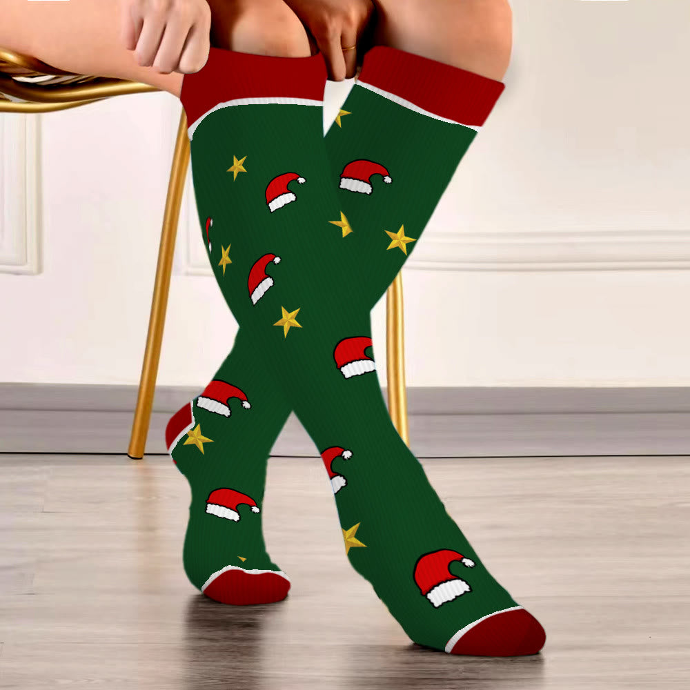 Plus Size Polka Dot Gingerbread Man Compression Socks
