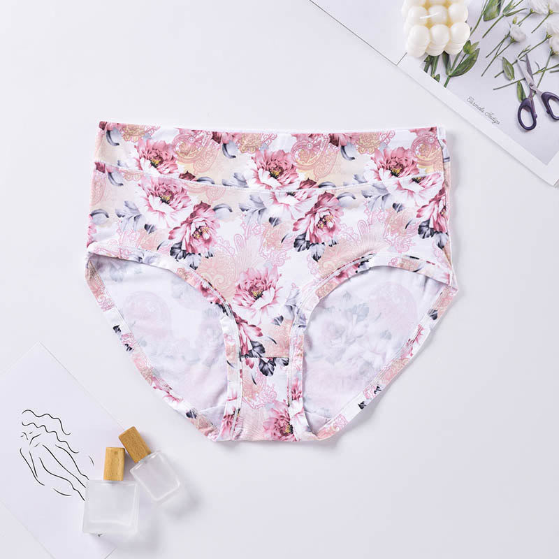 Plus Size Soft Flowers Panty(4 Packs)