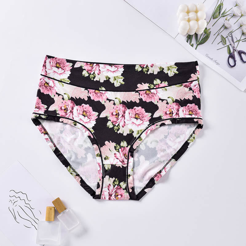 Plus Size Soft Flowers Panty(4 Packs)