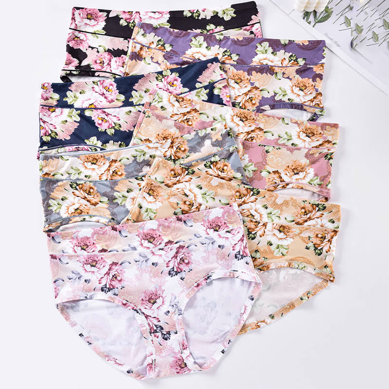 Plus Size Soft Flowers Panty(4 Packs)