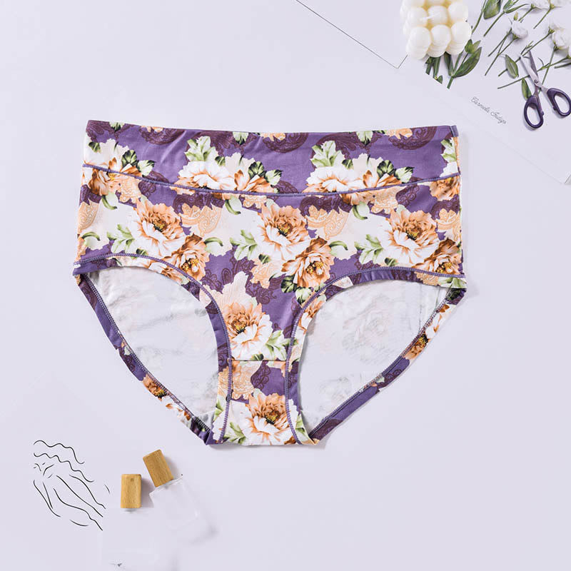Plus Size Soft Flowers Panty(4 Packs)