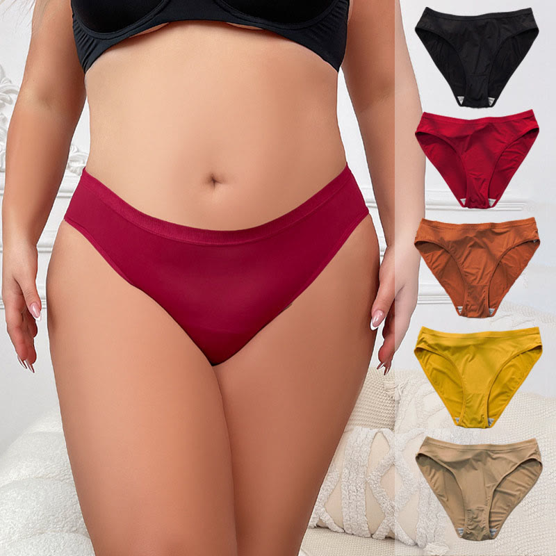 Plus Size Threaded Waist Panty(5 Packs)