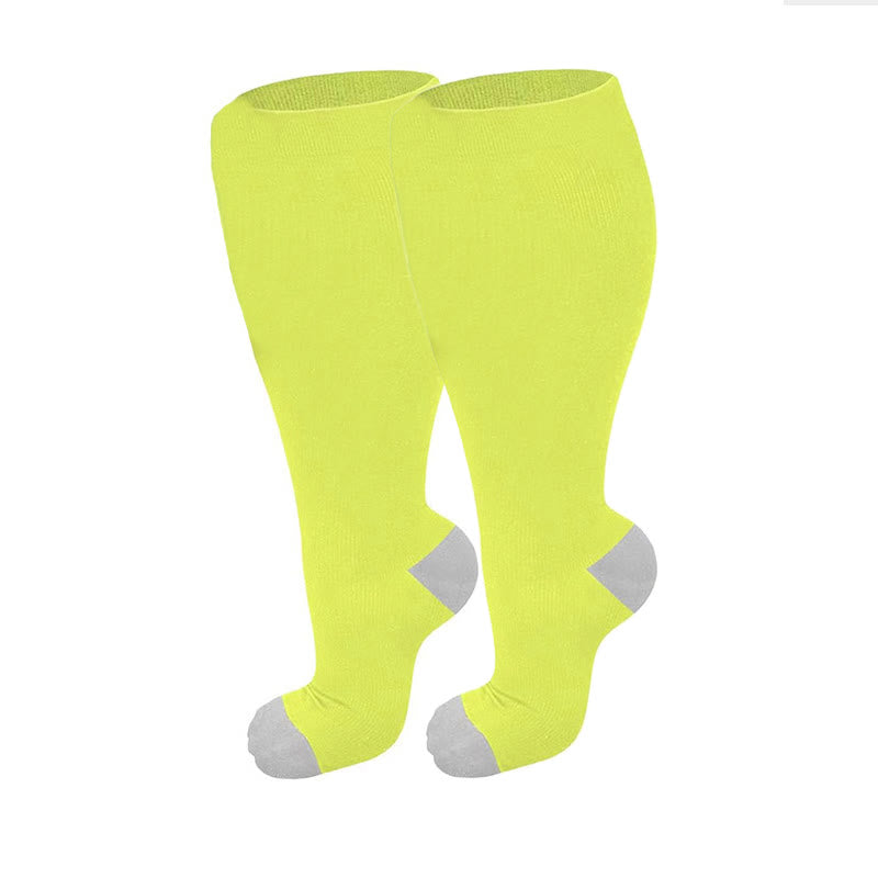 Plus Size Fluorescent Green Compression Socks