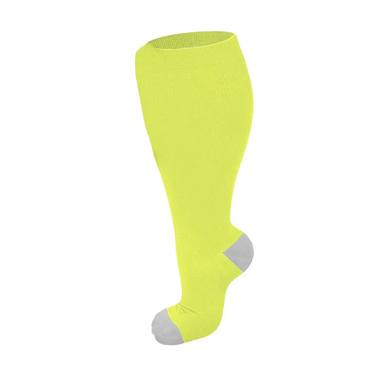 Plus Size Fluorescent Green Compression Socks