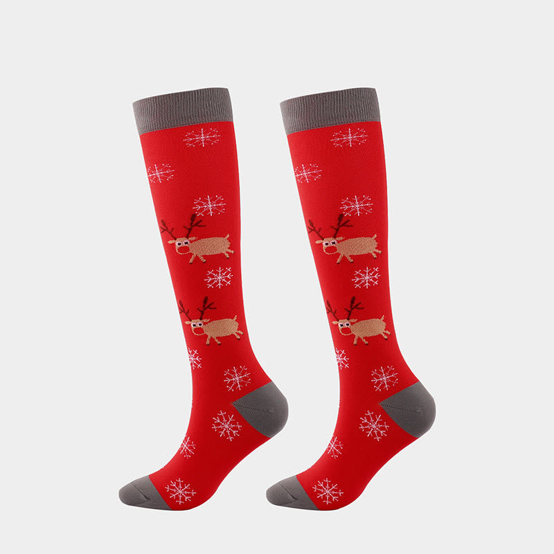 Cartoon Christmas Elements Compression Socks(6 Pairs)