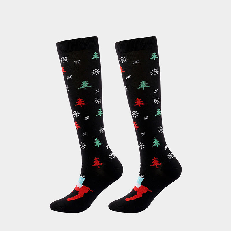 Cartoon Christmas Elements Compression Socks(6 Pairs)