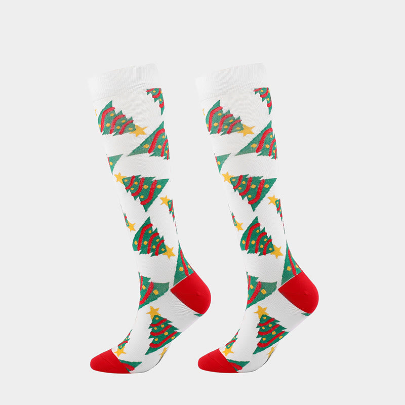 Cartoon Christmas Elements Compression Socks(6 Pairs)