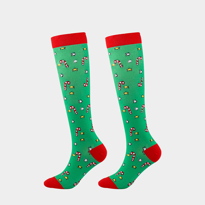 Cartoon Christmas Elements Compression Socks(6 Pairs)