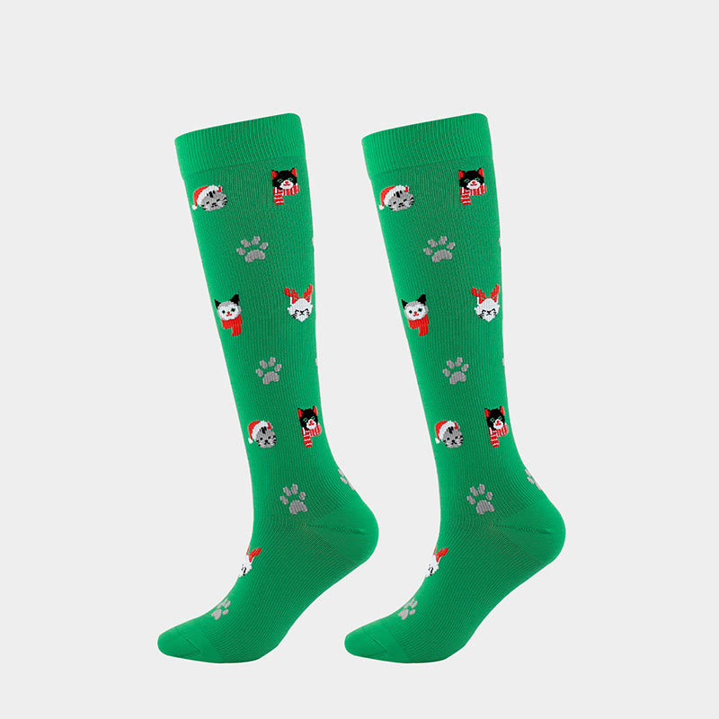 Christmas Cats Dogs Compression Socks(4 Pairs)