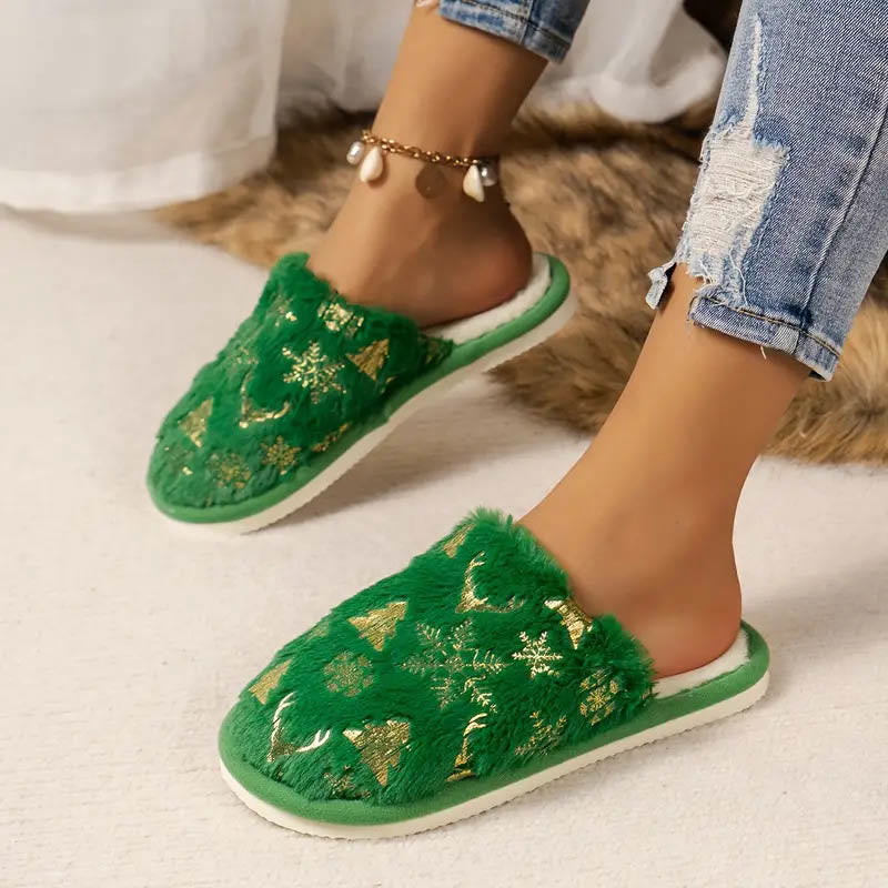 Plus Size Christmas Tree Slippers - Green - EU44-45(U10-11) - image 5