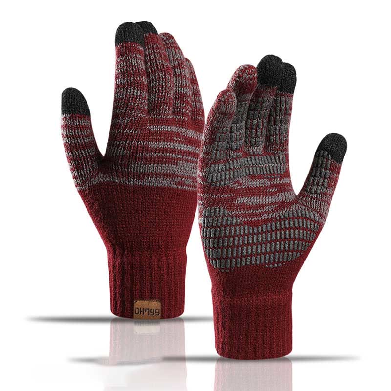 Color Matching Winter Gloves - Wine - One Size - image 4