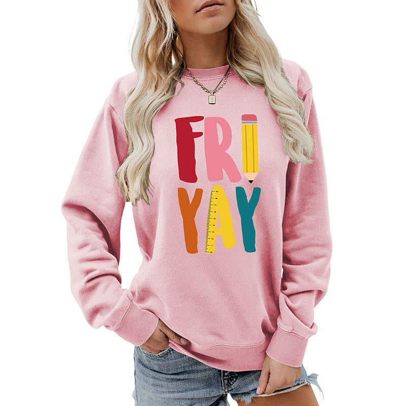 Plus Size Friday Pencil Print Sweatshirt
