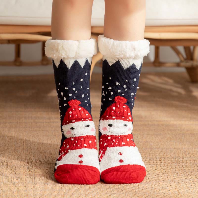 Plus Size Christmas Snowman Series Slipper Socks(2 Pairs) - Navy Blue - EU36-42(US3-8.5) - image 4