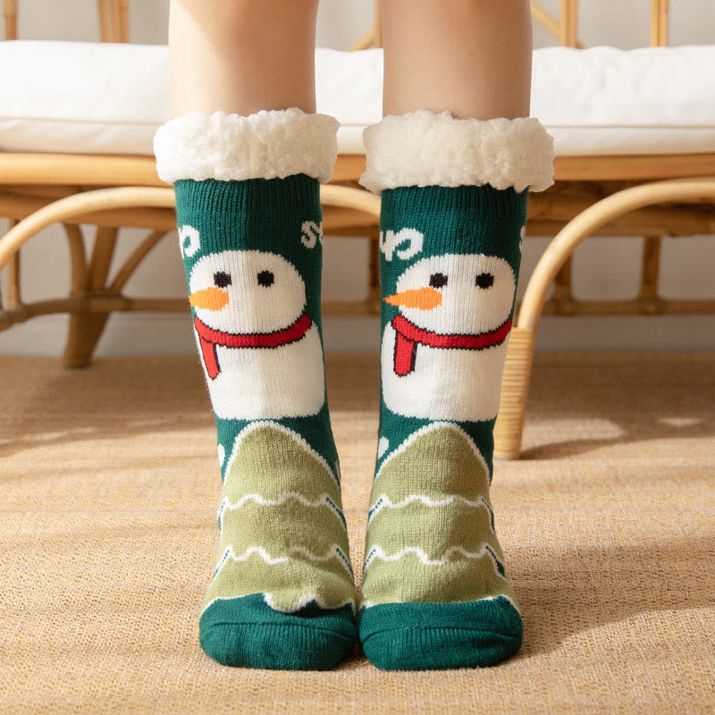 Plus Size Polar Bear Slipper Socks(2 Pairs) - Green - EU36-42(US3-8.5) - image 3