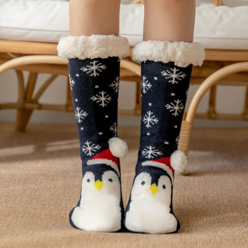 Plus Size Polar Bear Slipper Socks(2 Pairs) - Penguin - EU36-42(US3-8.5) - image 5