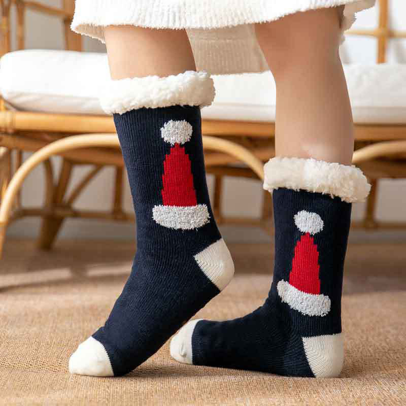 Plus Size Santa Hat Slipper Socks(2 Pairs) - Navy Blue - EU36-42(US3-8.5) - image 2