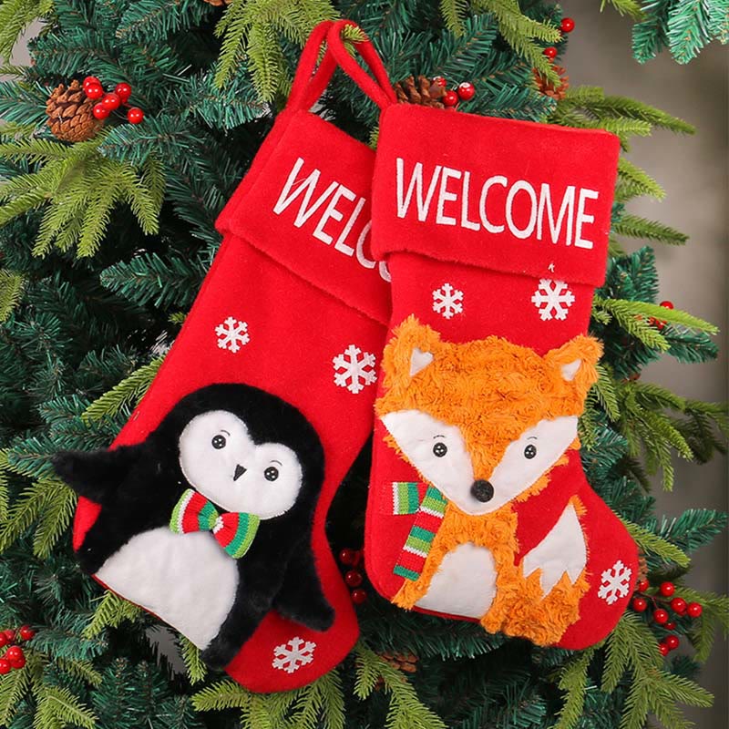 Plus Size Fox Sheep Deer Penguin Handing Socks(4 Pairs) - image 3