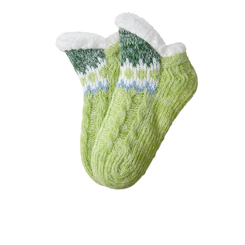 Plus Size Lambswool Slipper Socks - Green - EU36-41(US3-7.5) - image 4