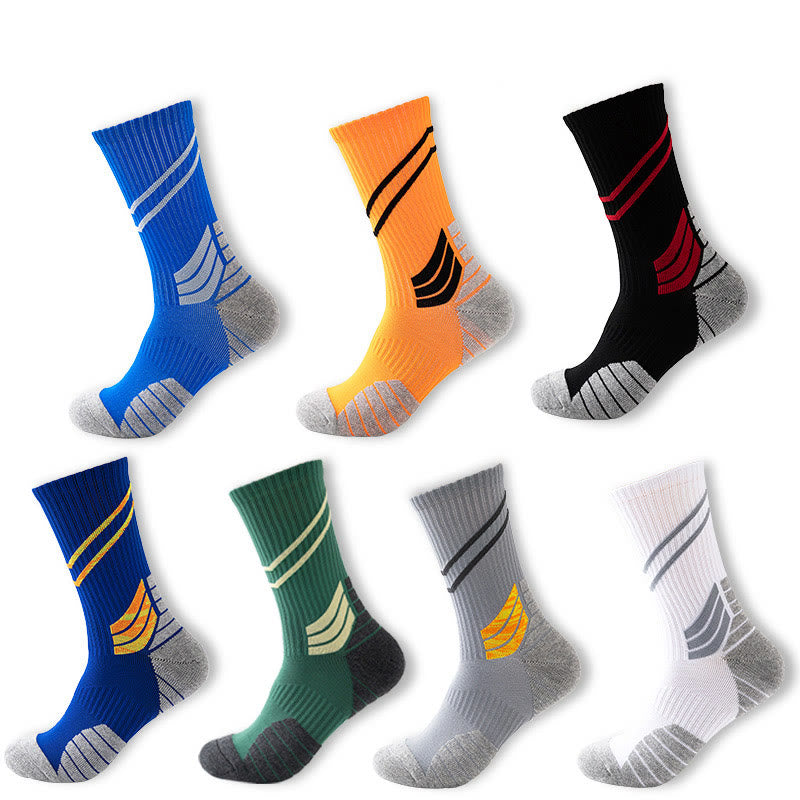 Plus Size Stripe Slash Quarter Compression Socks(7 Pairs)