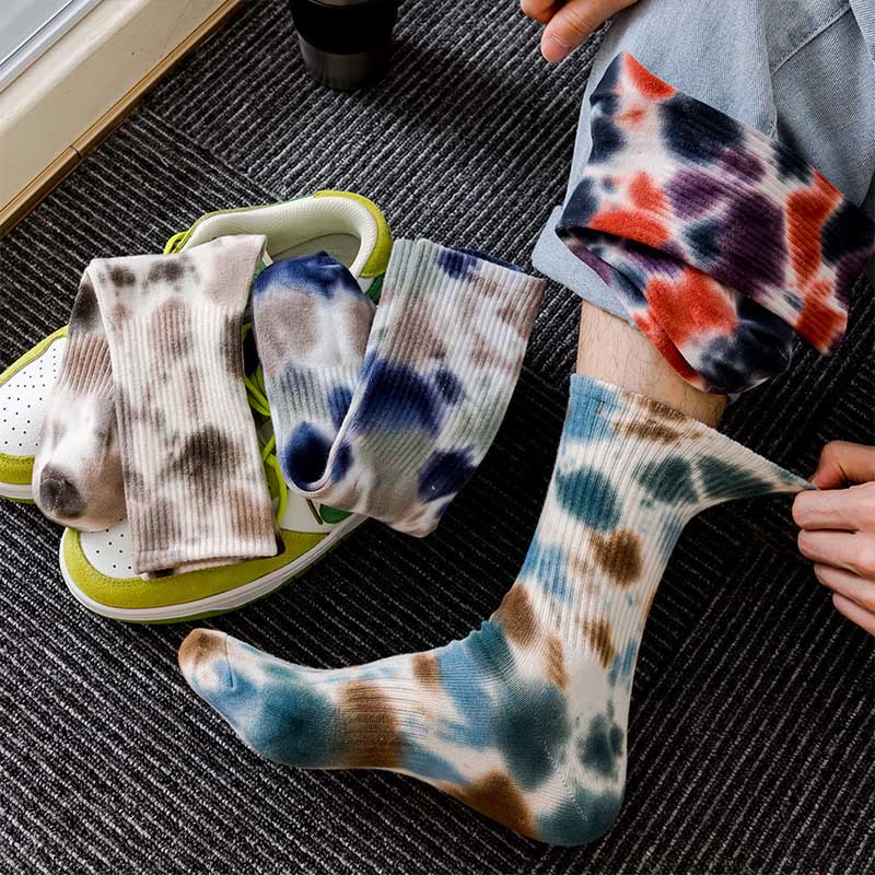 Plus Size Polka Dot Tie Dye Quarter Socks(4 Pairs)