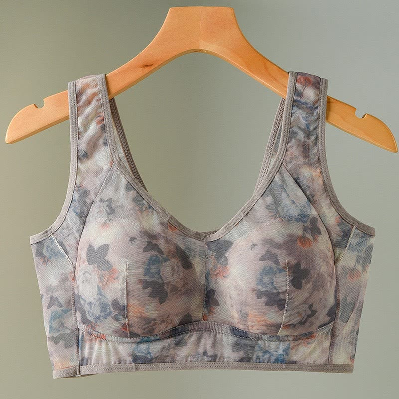 Plus Size Mesh Printed Wireless Bras(2 Packs) - Khaki - 6XL - image 15