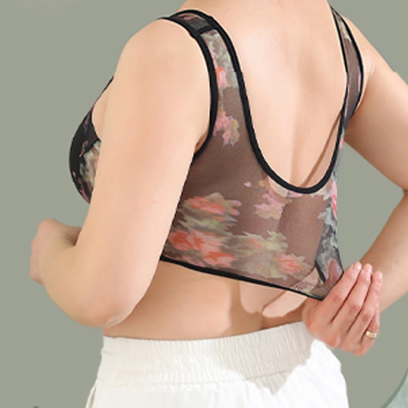Plus Size Mesh Printed Wireless Bras(2 Packs) - image 3