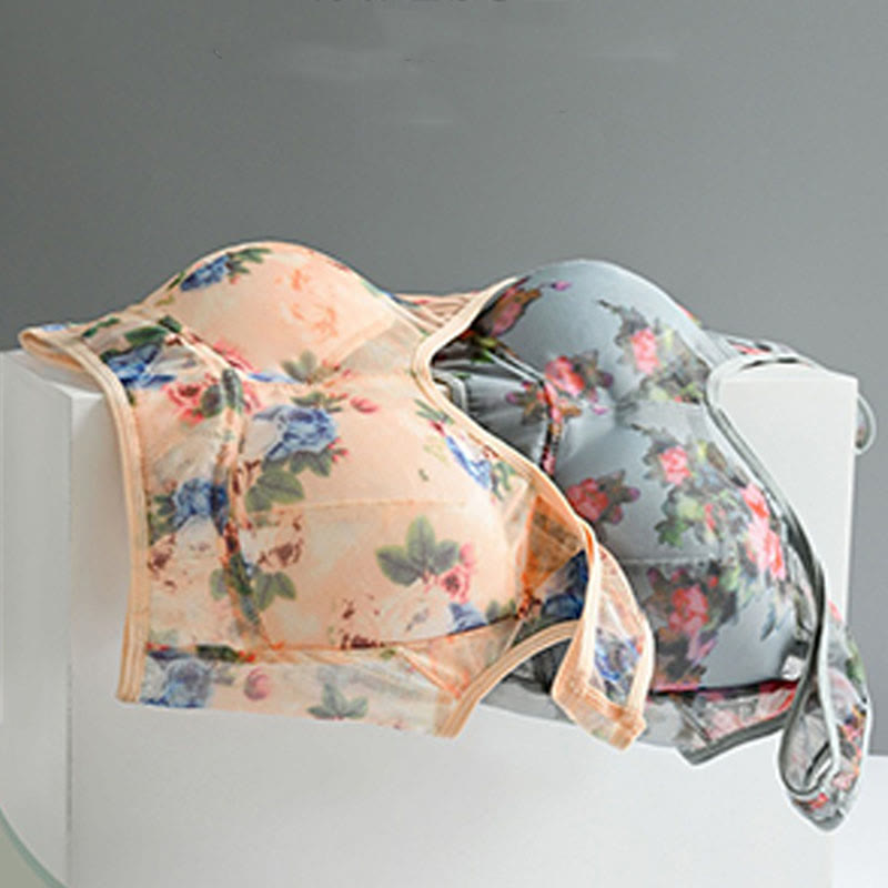 Plus Size Mesh Printed Wireless Bras(2 Packs) - image 10