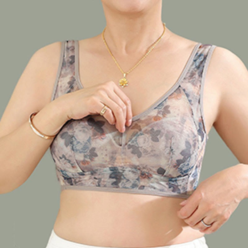 Plus Size Mesh Printed Wireless Bras(2 Packs) - image 8