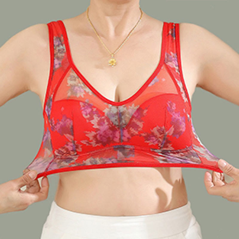 Plus Size Mesh Printed Wireless Bras(2 Packs) - image 6
