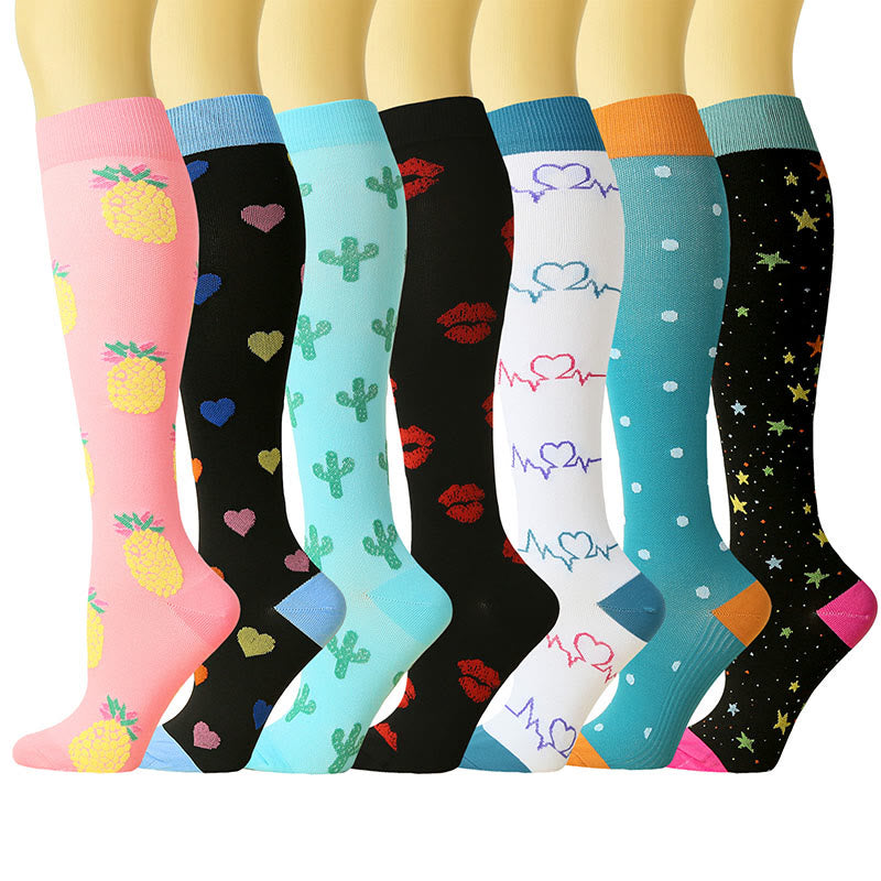 Cute Pattern Series Compression Socks(7 Pairs) - Multicolor - S/M - image 1