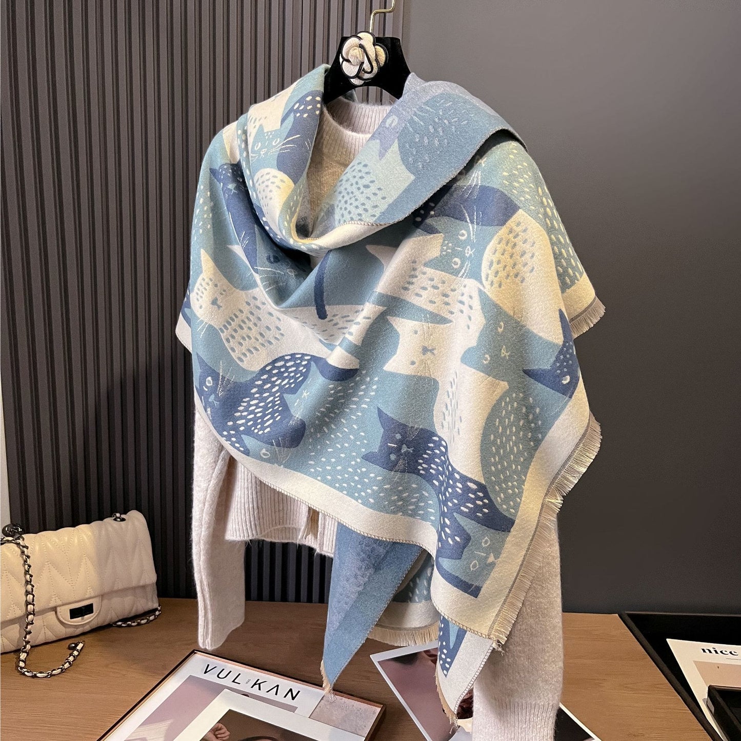 Sweet Cat Jacquard Blanket Scarf - image 9