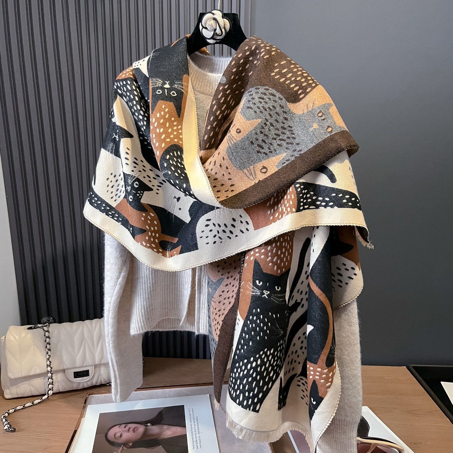 Sweet Cat Jacquard Blanket Scarf - image 11