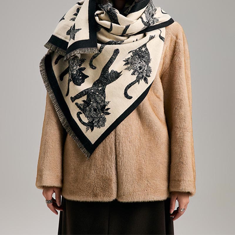 Cat Silhouette Print Blanket Scarf - image 2