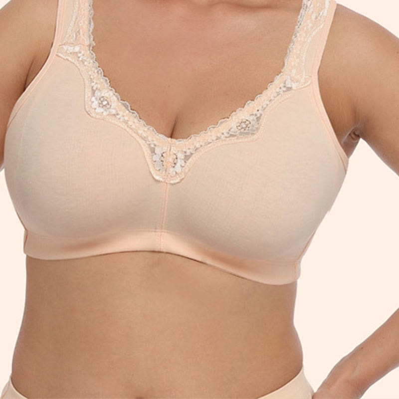 Plus Size Lace Cotton Wireless Bra
