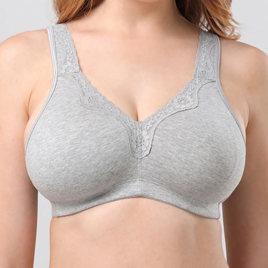 Plus Size Lace Cotton Wireless Bra