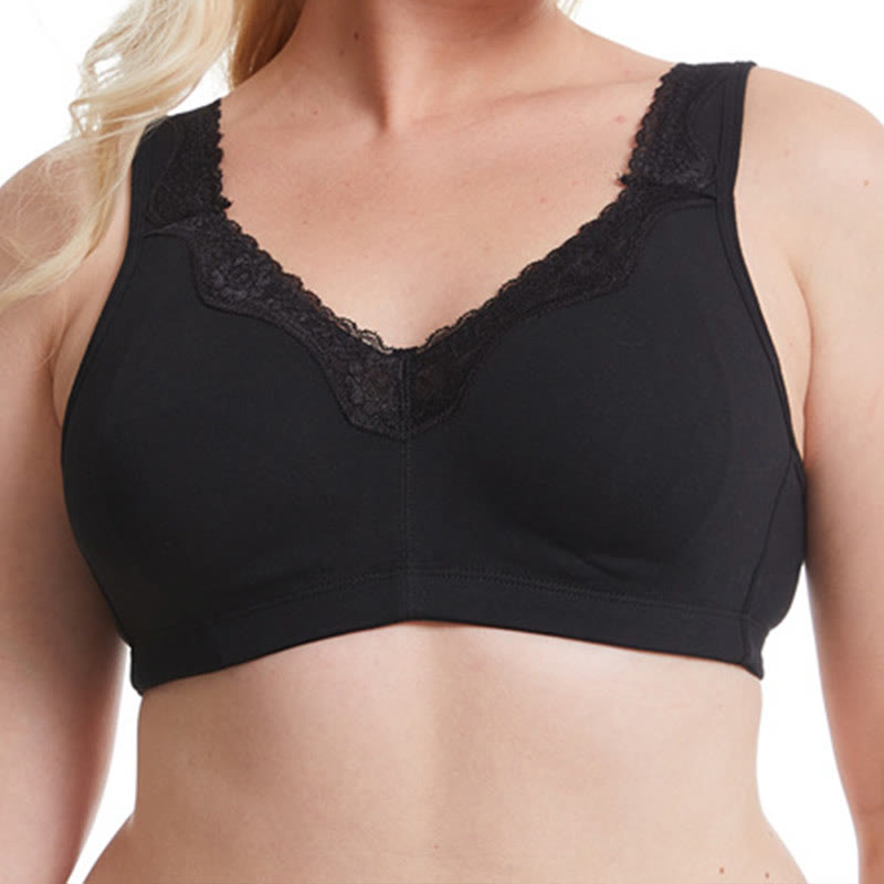 Plus Size Lace Cotton Wireless Bra