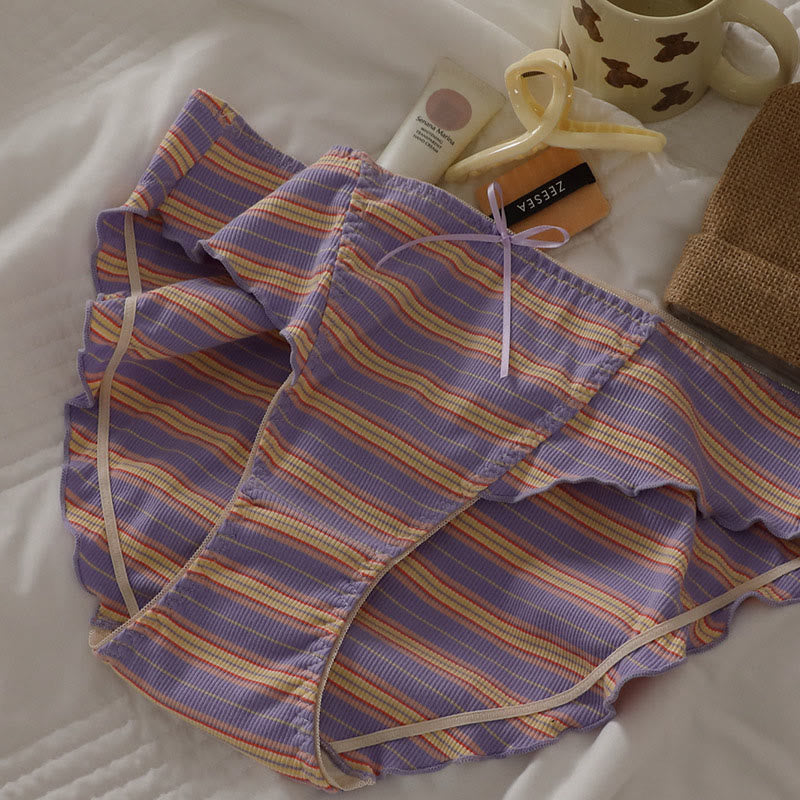 Plus Size Striped Bow Panty(3 Packs)