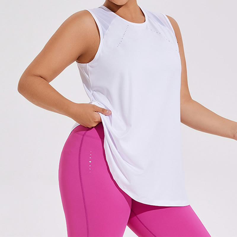 Plus Size Loose Mesh Stitching Sports Top